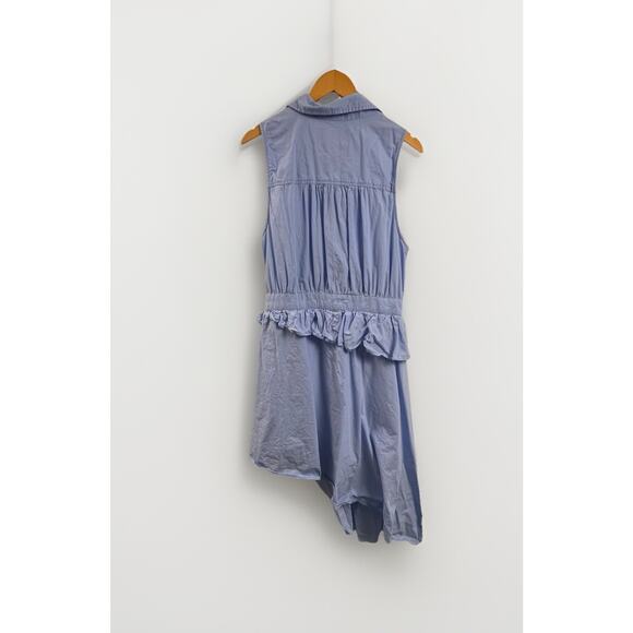 Anthropologie Maeve Asymmetrical Sleeveless Shirt Dress Button Front Blue 18W - Picture 3 of 7